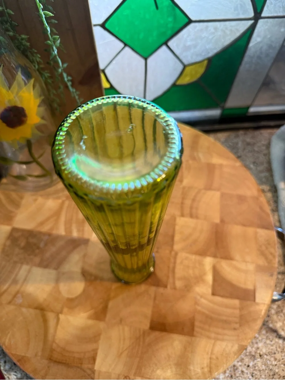 Green Ribbed Glass Bud Vase - Classic Home Accents